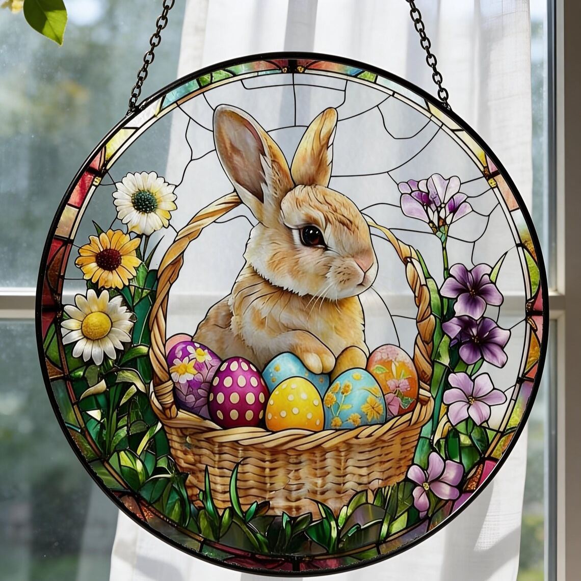 Easter Bunny Floral Suncatcher 