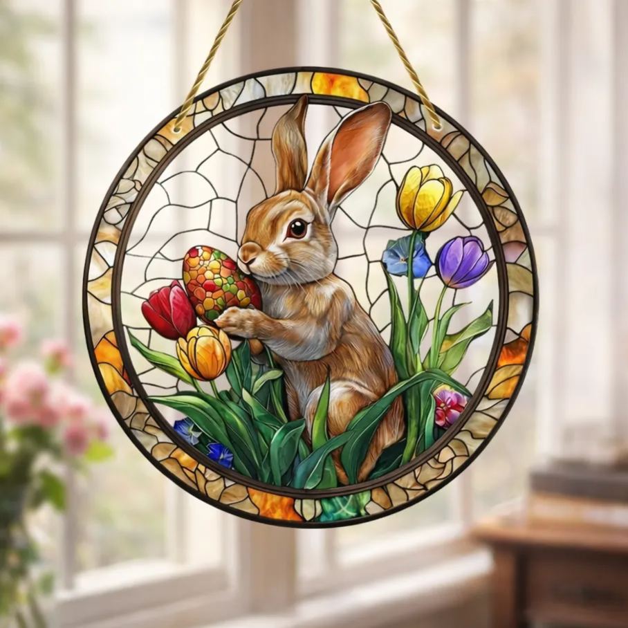 Easter Bunny Floral Suncatcher 