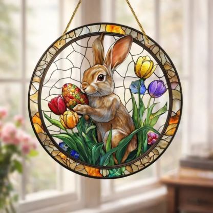 Easter Bunny Floral Suncatcher 