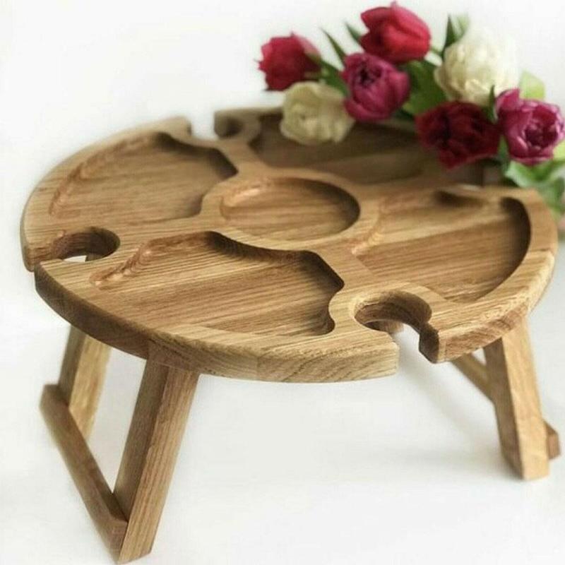 💥Wooden Outdoor Folding Charcuterie Table💥With Glass Holder