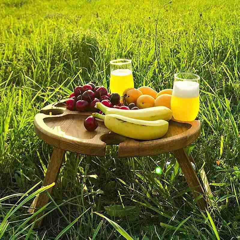 💥Wooden Outdoor Folding Charcuterie Table💥With Glass Holder