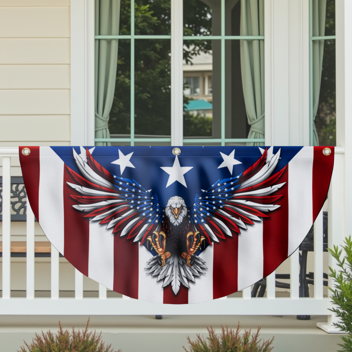 Patriotic Eagle Fan Flag - American Bunting Eagle  Double-Sided Printed Flag CULXTELE11