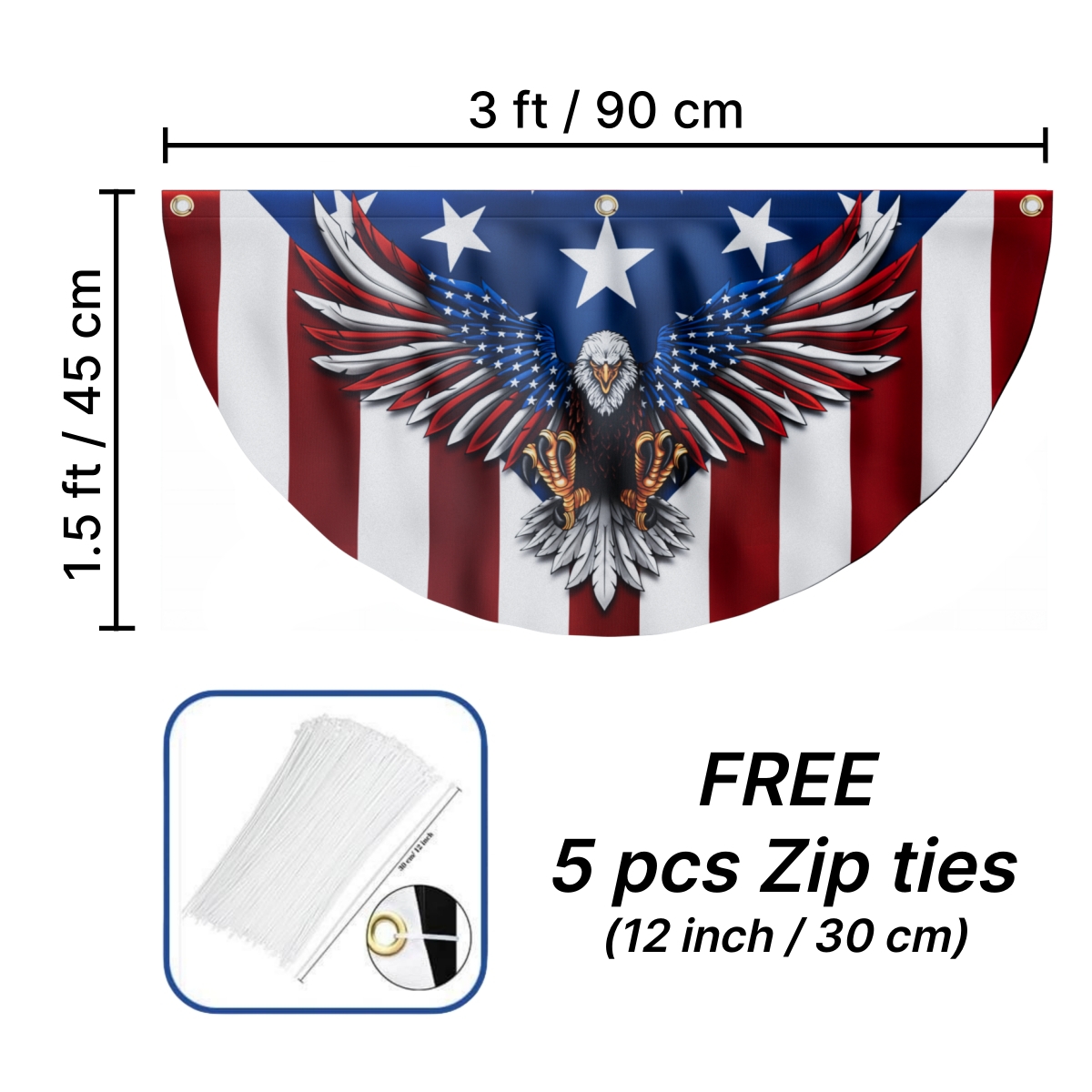 Patriotic Eagle Fan Flag - American Bunting Eagle  Double-Sided Printed Flag CULXTELE11