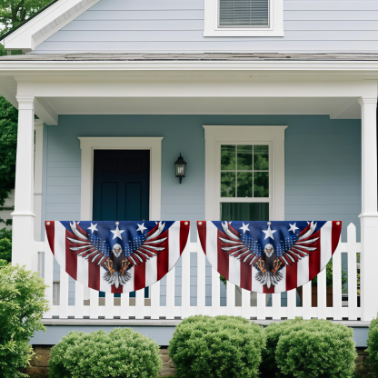 Patriotic Eagle Fan Flag - American Bunting Eagle  Double-Sided Printed Flag CULXTELE11