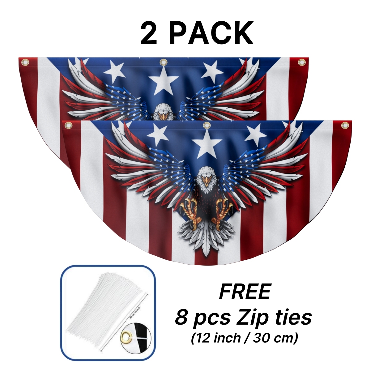 Patriotic Eagle Fan Flag - American Bunting Eagle  Double-Sided Printed Flag CULXTELE11
