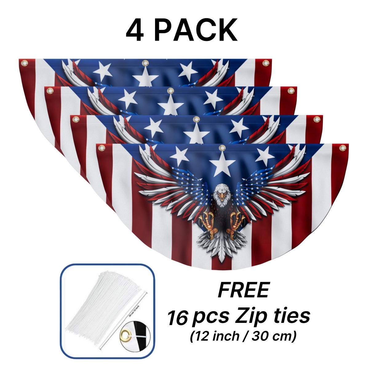 Patriotic Eagle Fan Flag - American Bunting Eagle  Double-Sided Printed Flag CULXTELE11