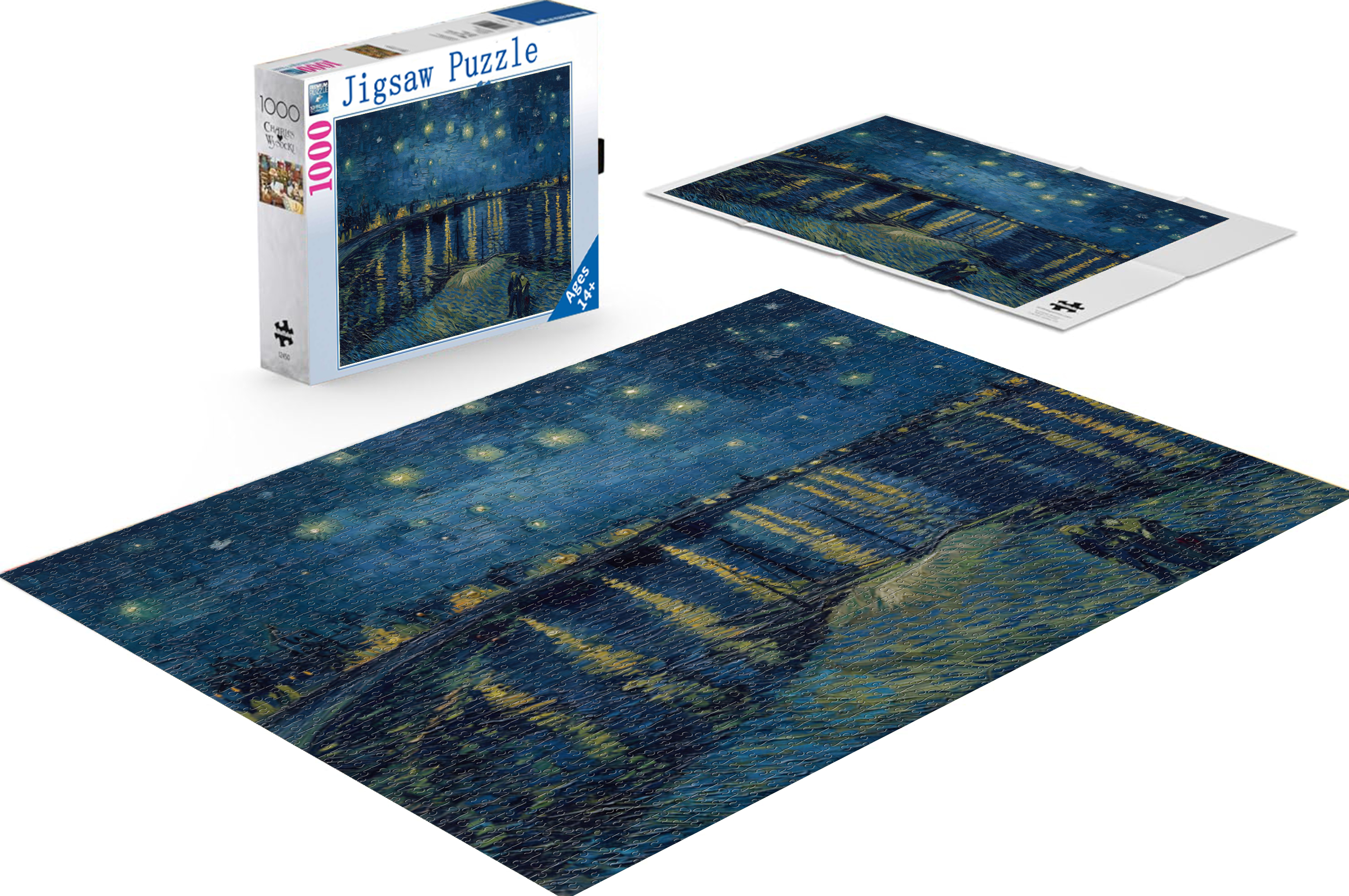 1000-piece puzzle - boat on lake at night