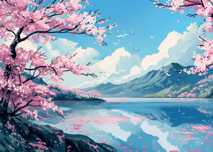 1000-piece puzzle - Countryside cherry blossoms