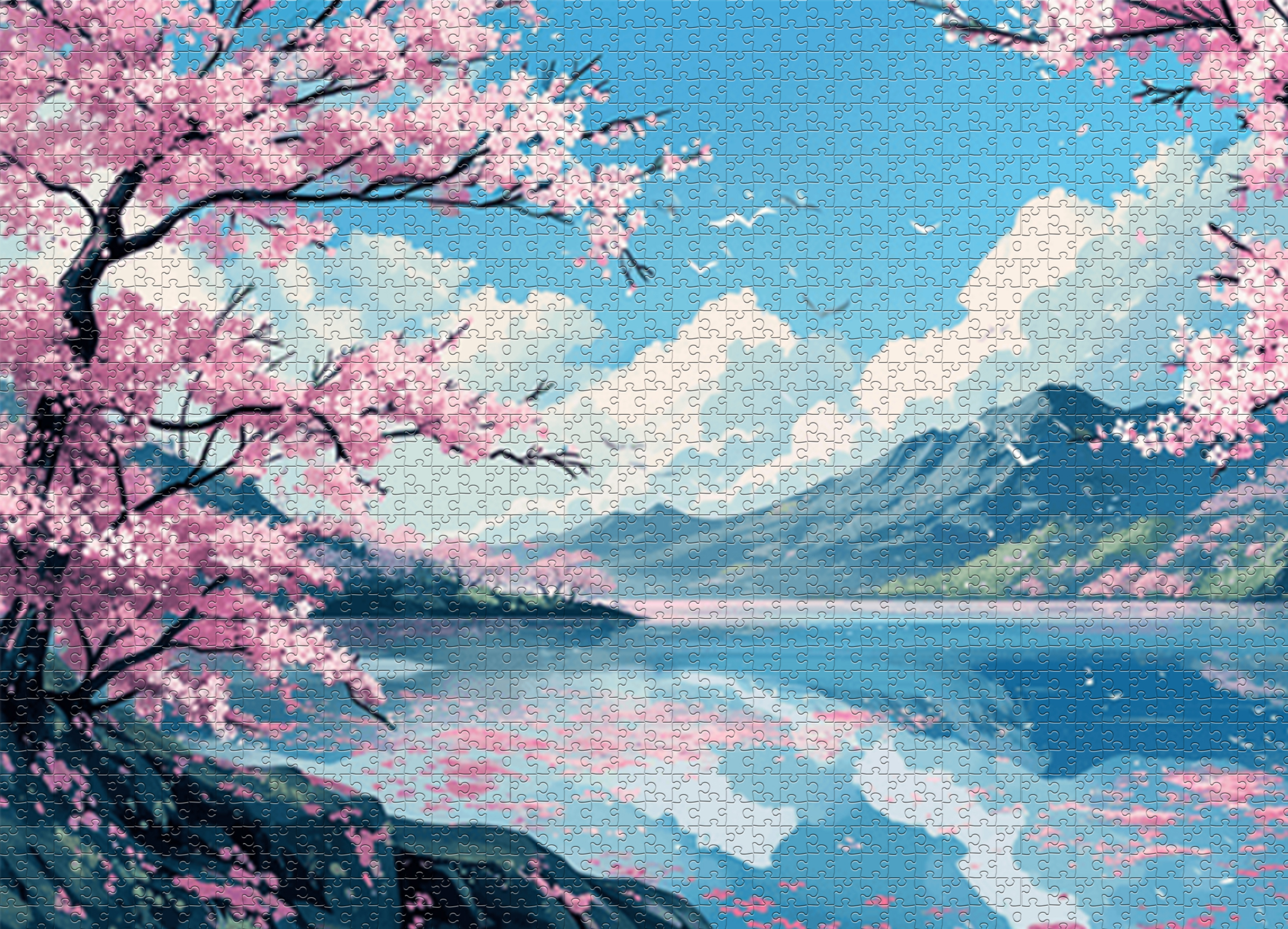 1000-piece puzzle - Countryside cherry blossoms