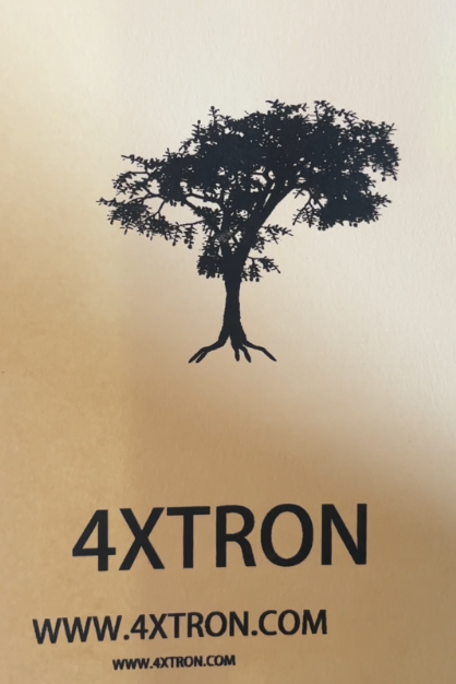 250 mesh screen print result showing crisp small details (4XTRON logo)