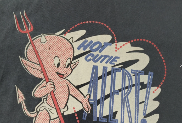 80 mesh screen printing example on cotton tee&mdash;bold result but fine details can soften