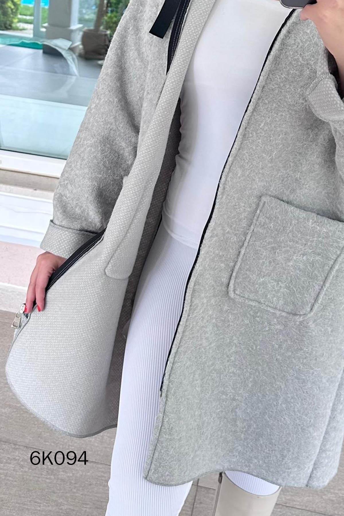 Grey Boucle Cardigan Jacket