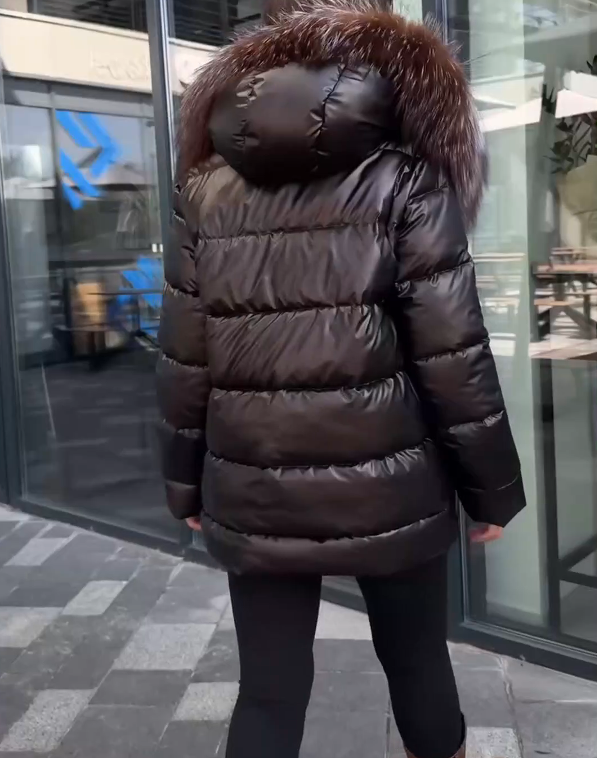 Gradient Fur Collar Short Jacket