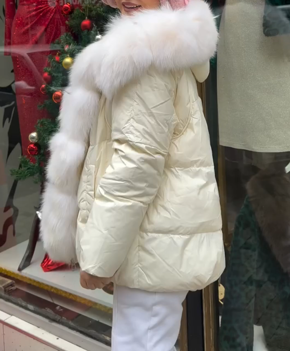 Aria solid fur collar coat