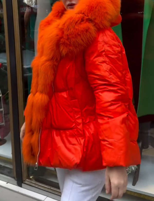 Aria solid fur collar coat