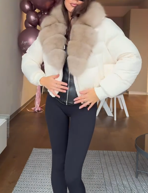 Elijah cropped fur collar stretch jacket