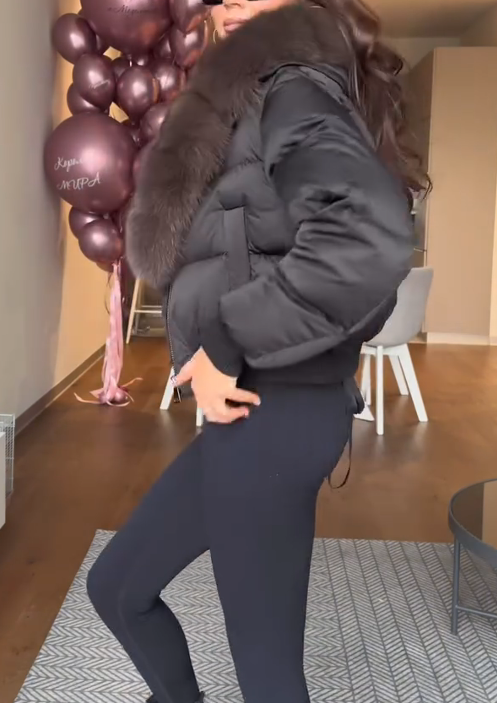 Elijah cropped fur collar stretch jacket