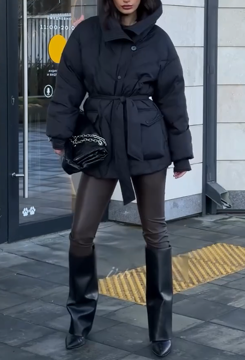 Gradient fur collar coat