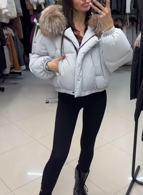 Hooded fleece bomber jacket