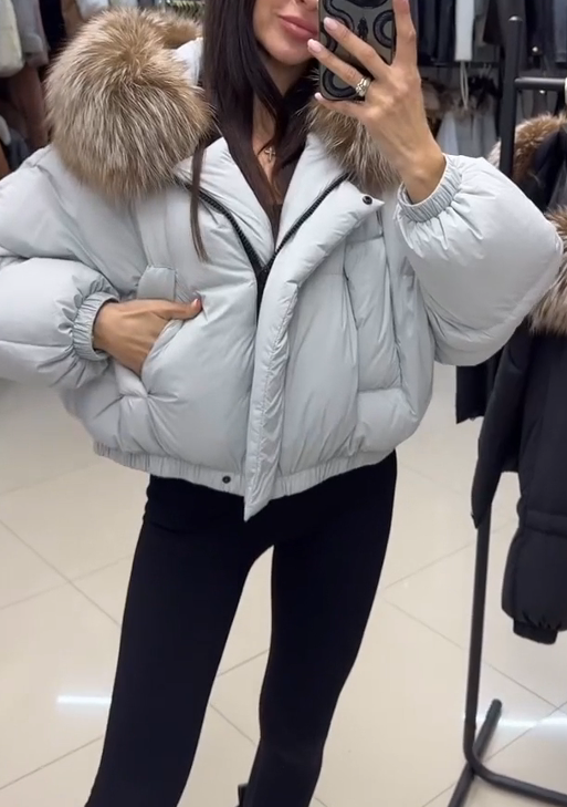 Hooded fleece bomber jacket