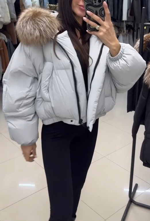 Hooded fleece bomber jacket