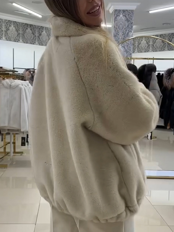 Fashion - Forward Versatile Beige Faux Fur Jacket