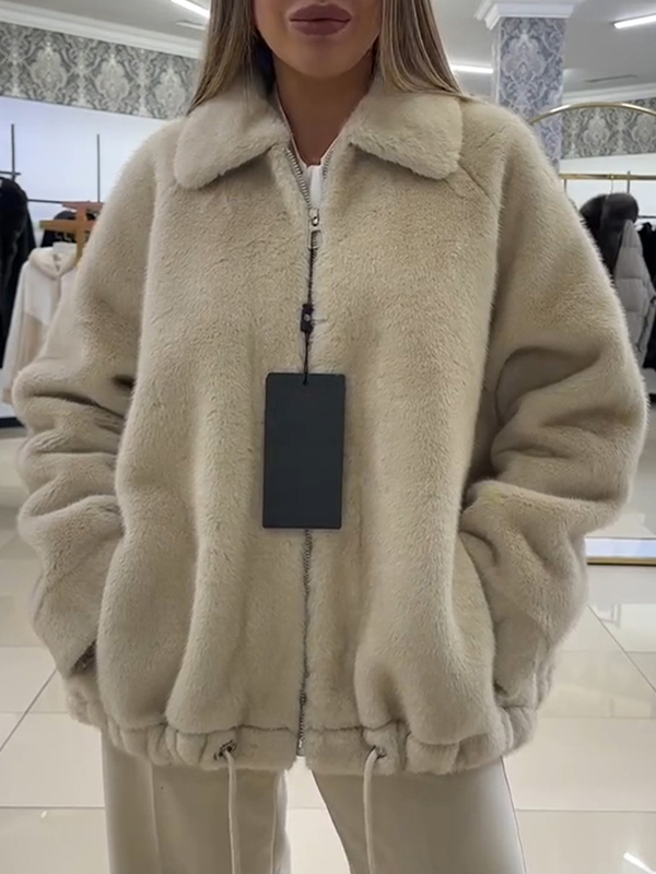 Fashion - Forward Versatile Beige Faux Fur Jacket