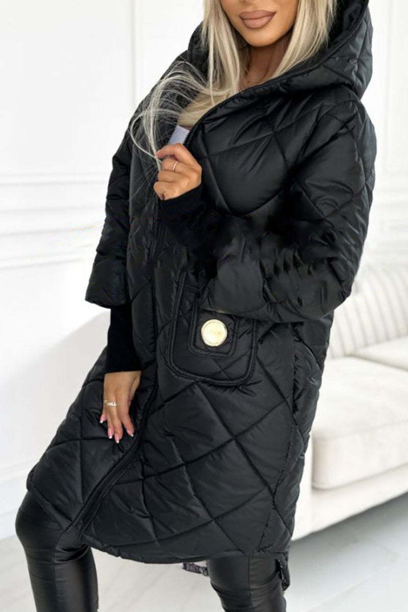 Chaqueta acolchada larga y moderna de estilo chic