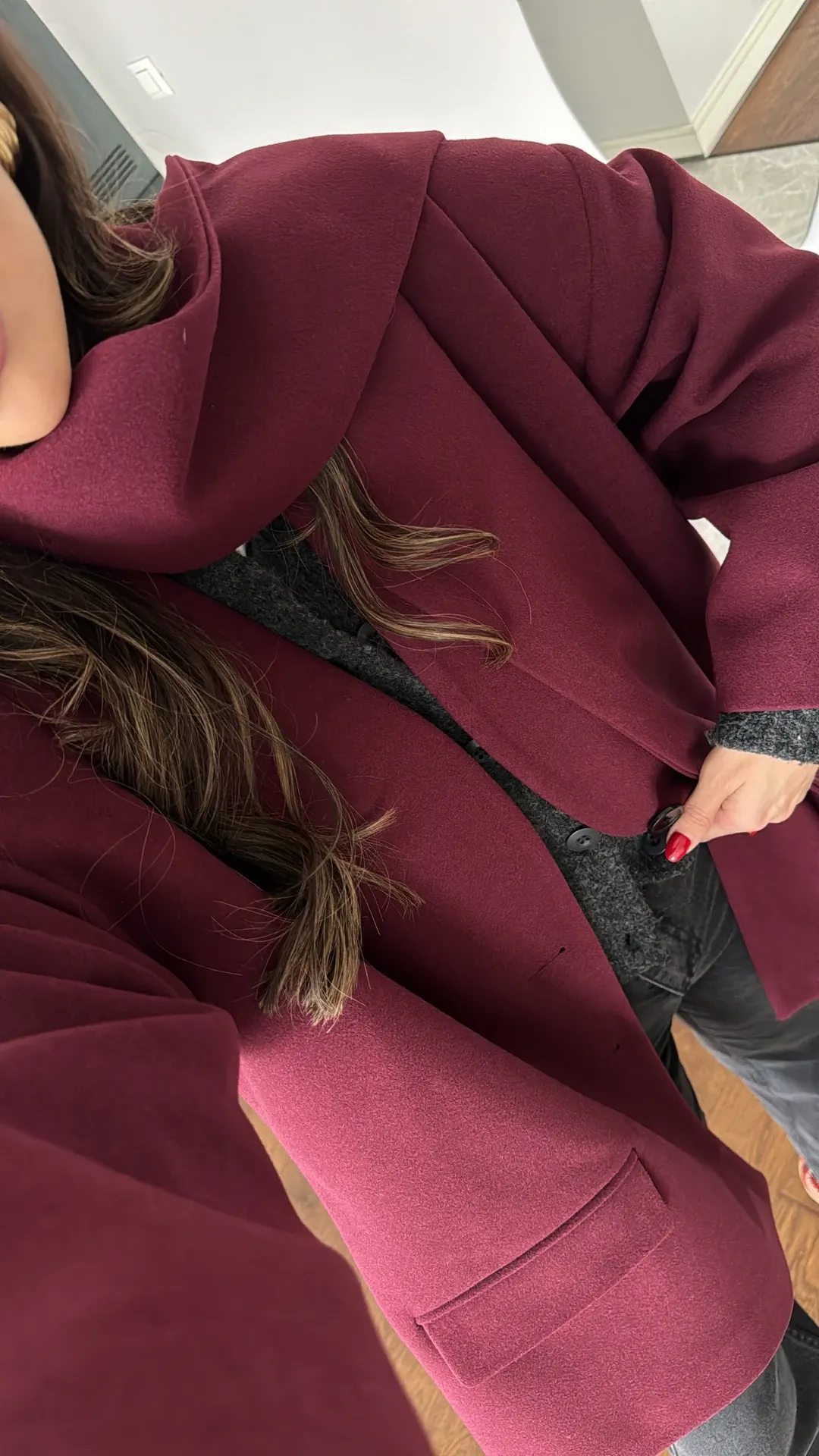 Burgundy Shawl Detailed Cashmere Jacket