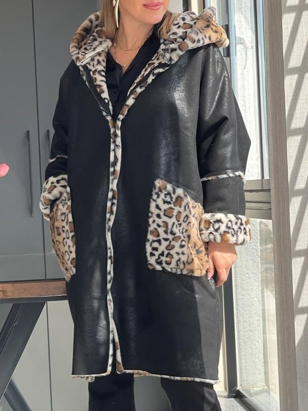 Women Round Neck Hooded Printed Reversible Casual Jacket