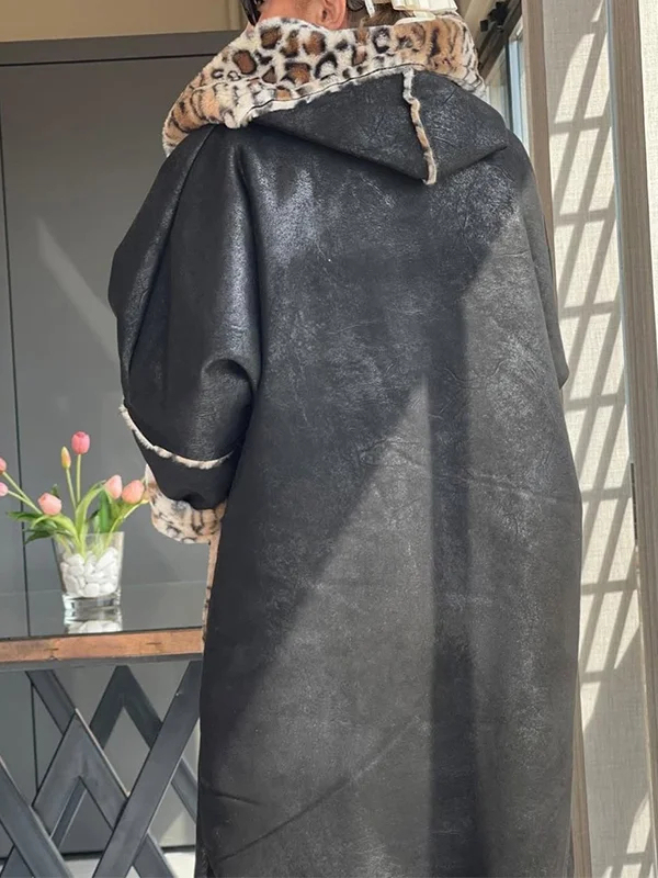 Women Round Neck Hooded Printed Reversible Casual Jacket