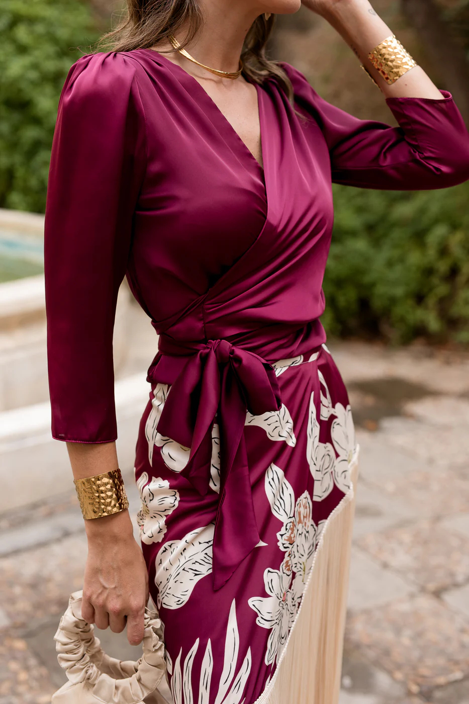 Blouse + fringed skirt set