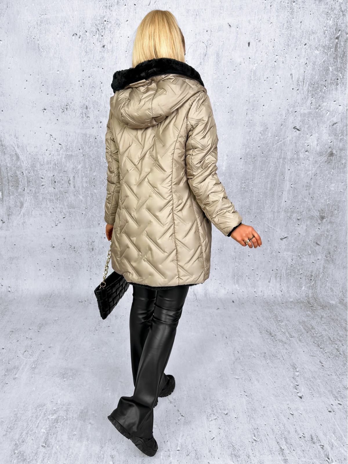 Clarena Reversible Jacket Cappuccino-Black