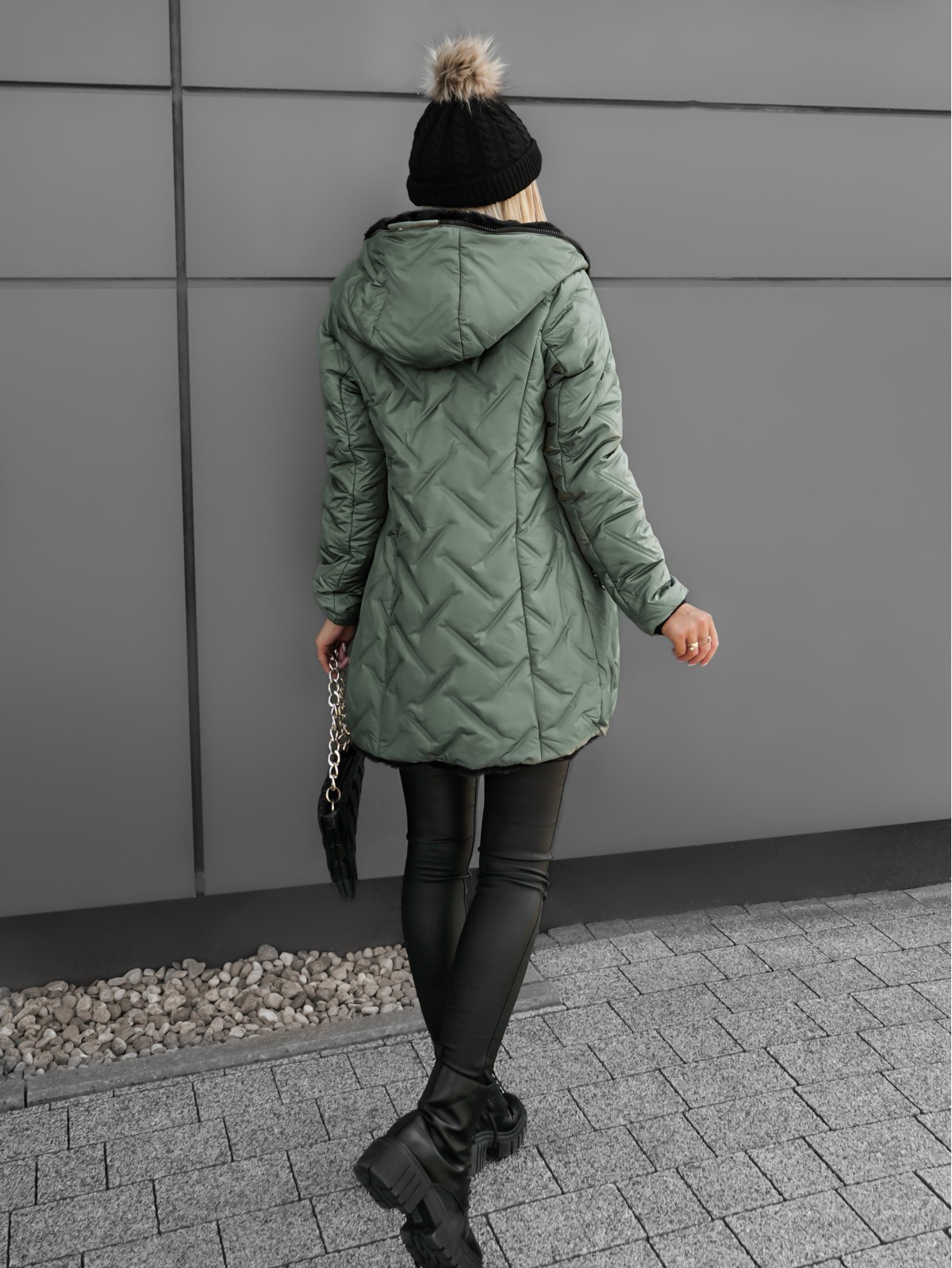 Clarena Reversible Jacket Olive and Black