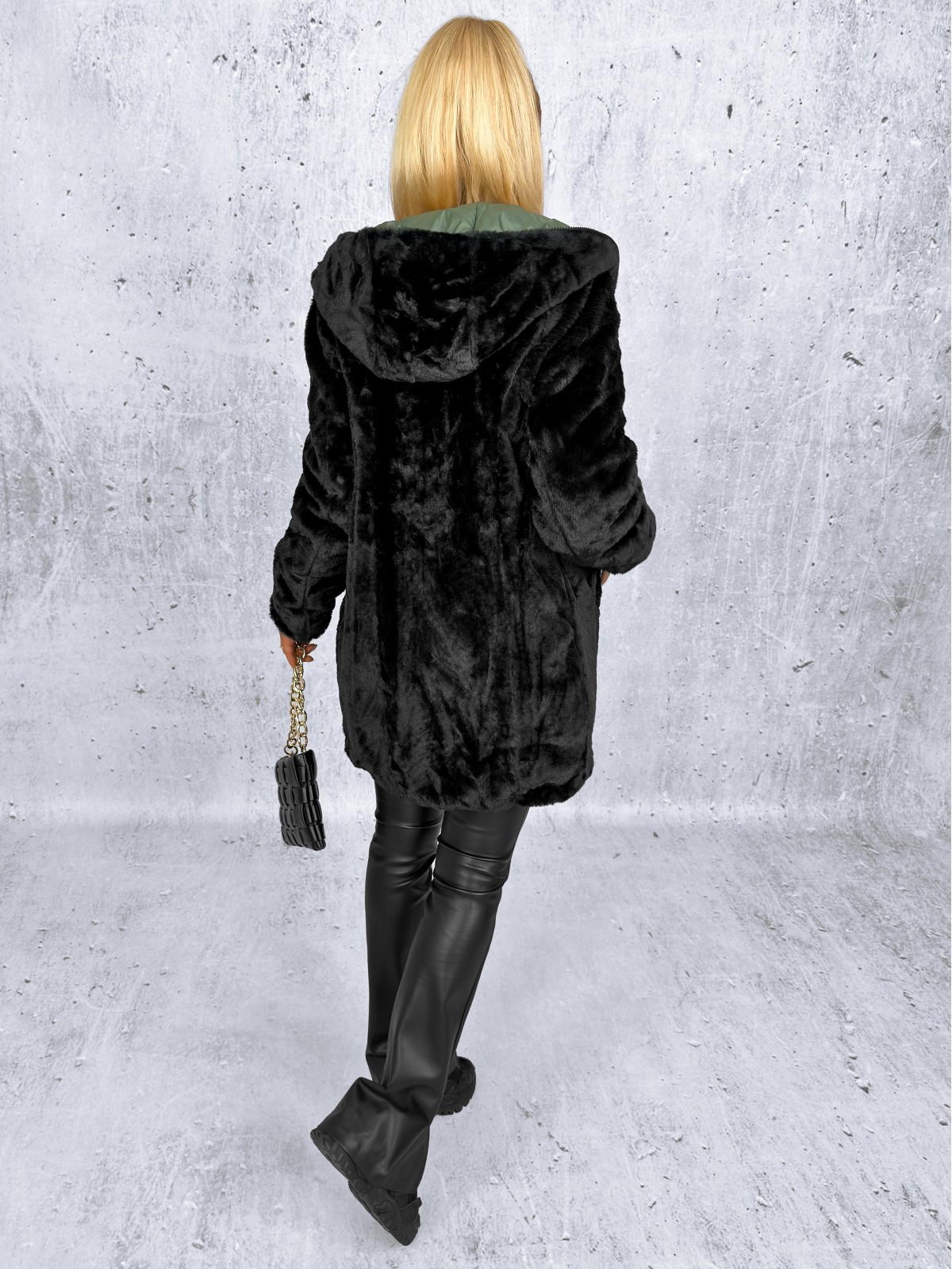 Clarena Reversible Jacket Olive and Black