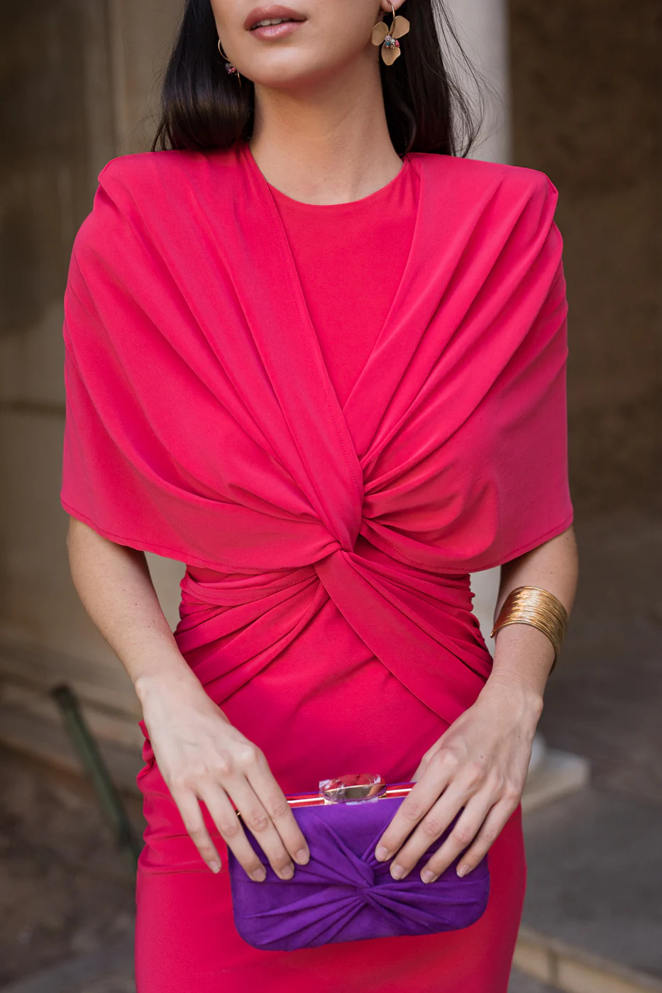 Coral knot midi dress