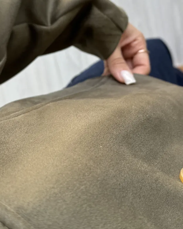 Khaki Four Button Massimo Nubuck Jacket