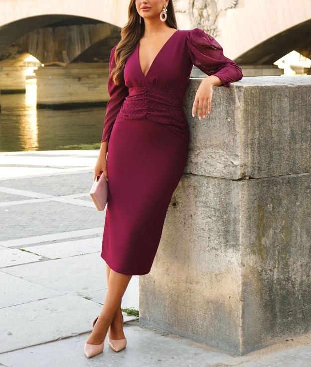 Vestido burdeos de Gabrielle