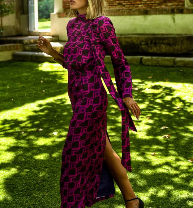 Vestido Estroncio marino/fucsia