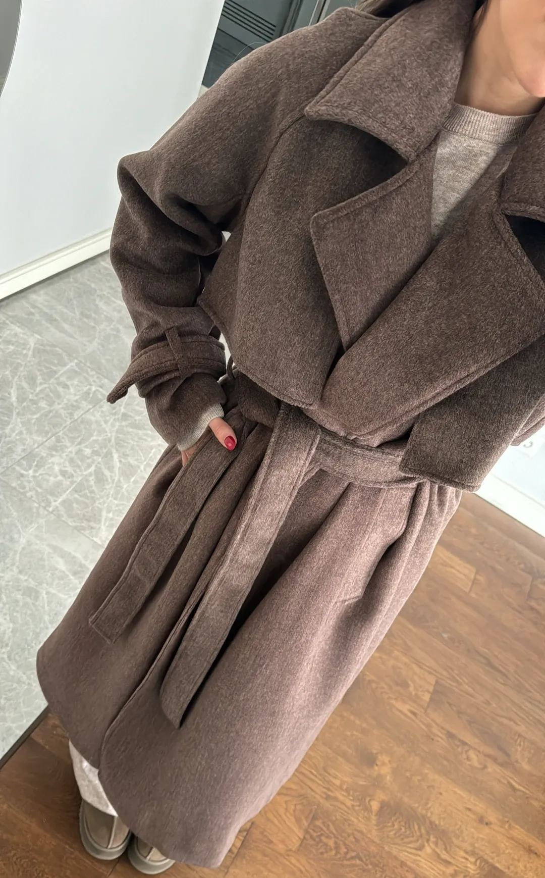 Dark Brown Coat with Cape Detail on the Back