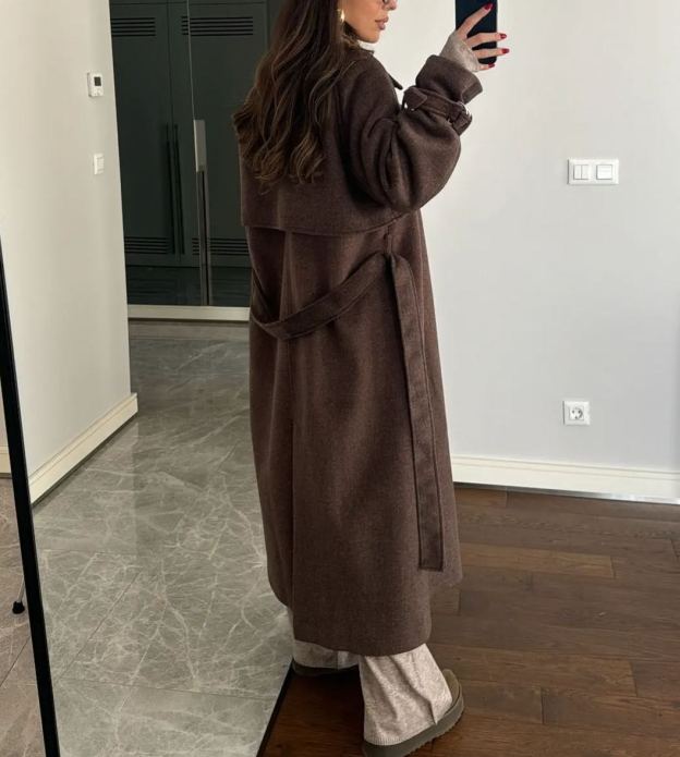 Dark Brown Coat with Cape Detail on the Back