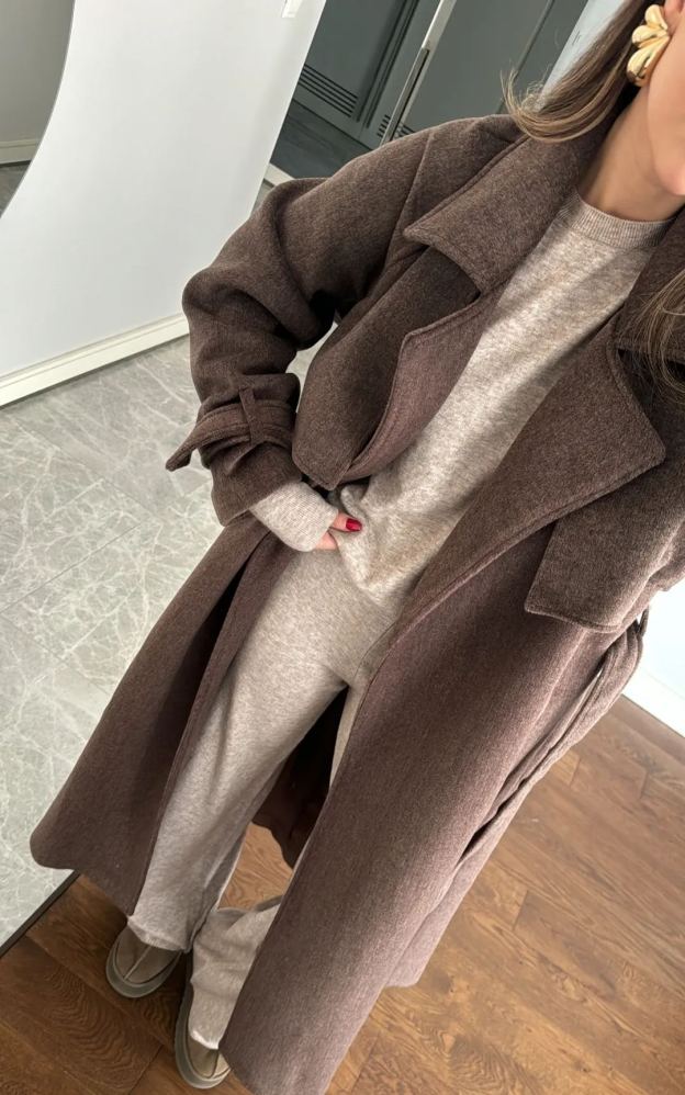 Dark Brown Coat with Cape Detail on the Back