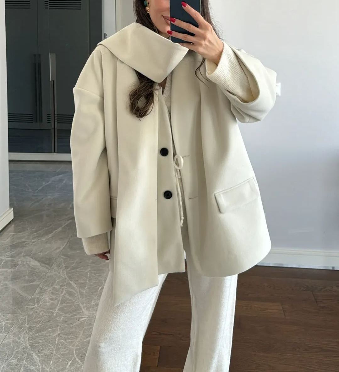 Burgundy Shawl Detailed Cashmere Jacket