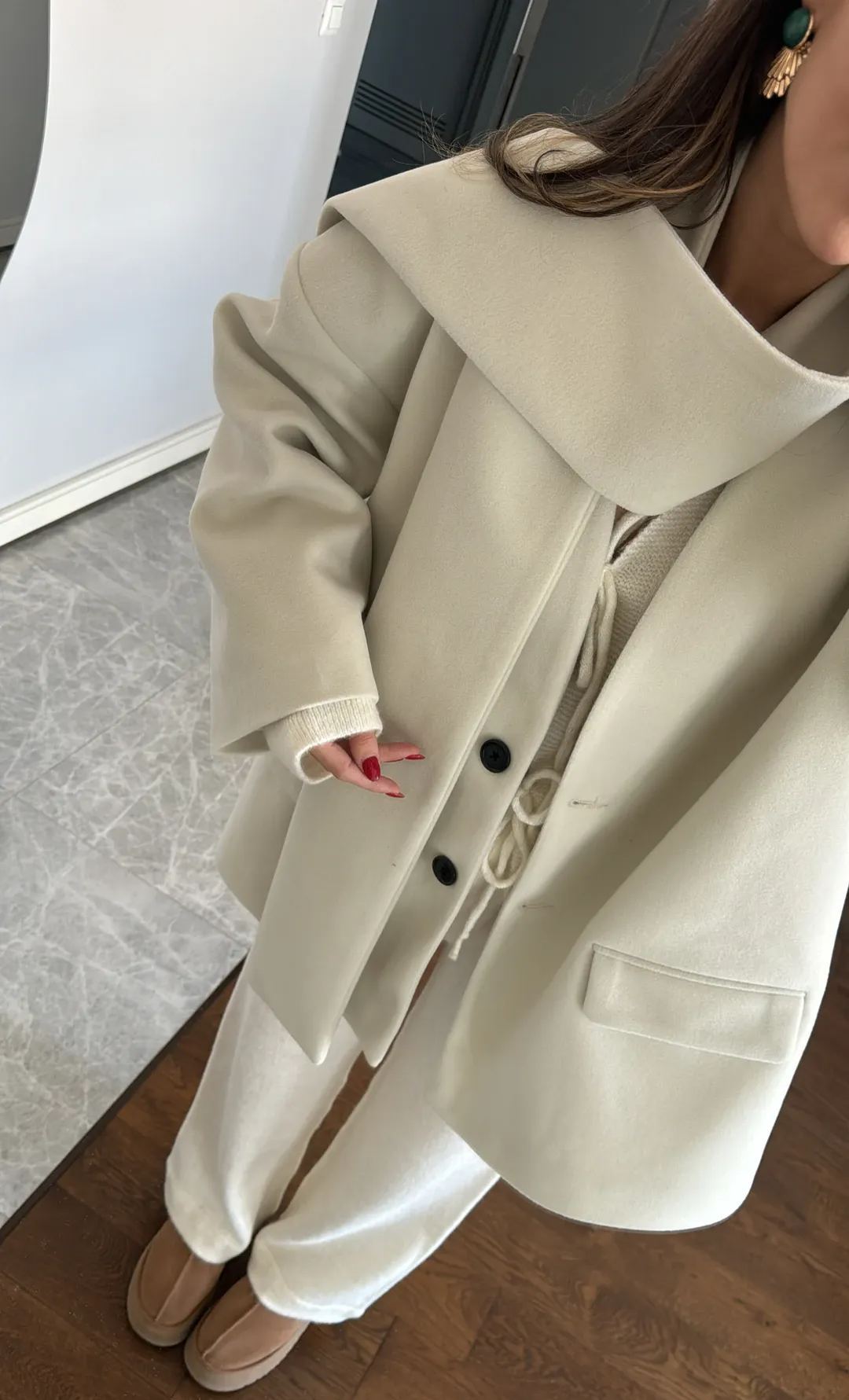 Burgundy Shawl Detailed Cashmere Jacket