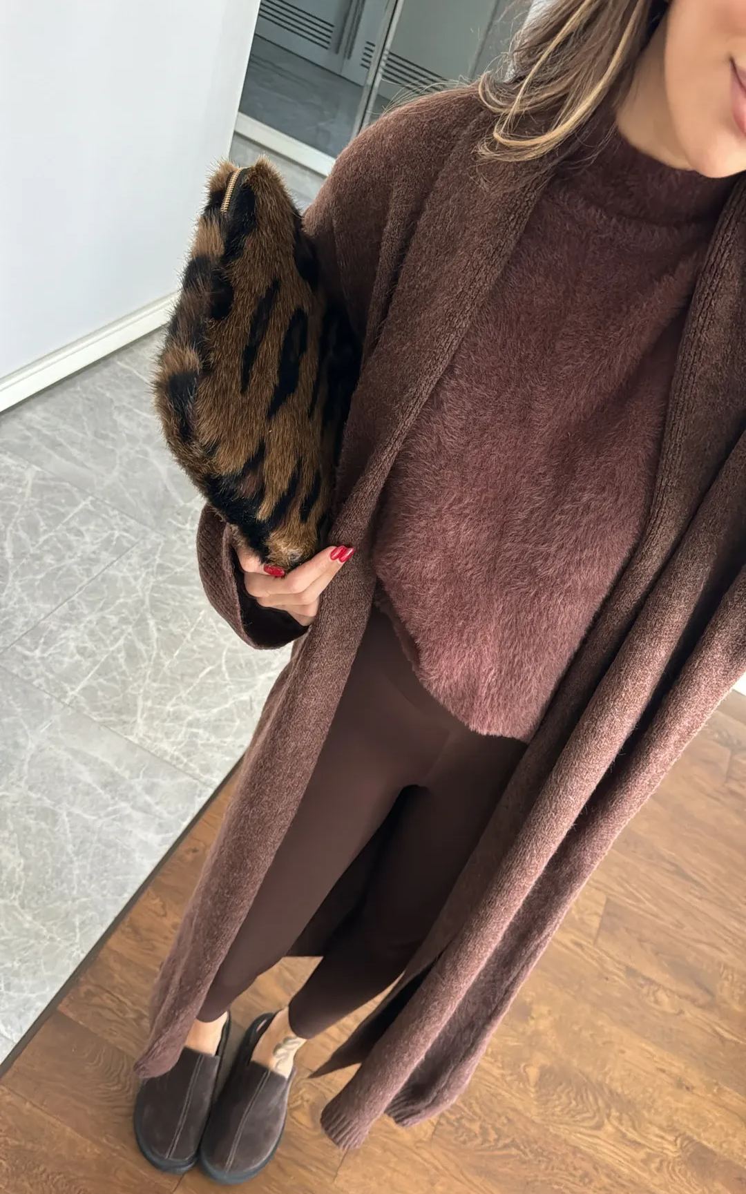 Bitter Brown Long Cardigan