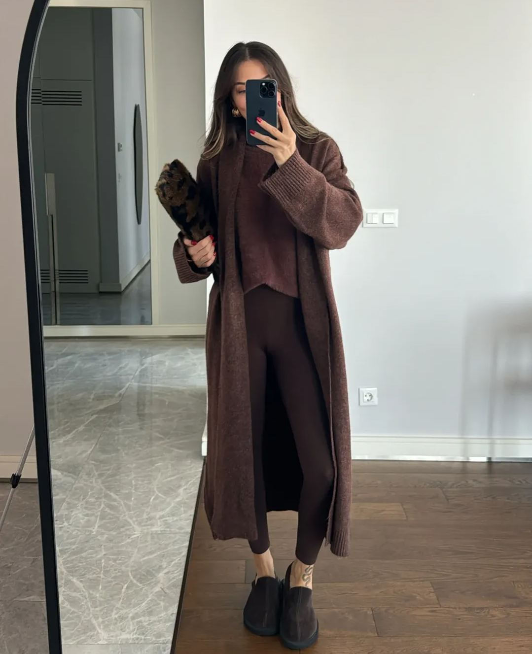 Bitter Brown Long Cardigan