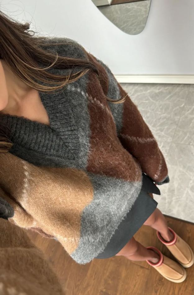 Gray Diamond Pattern Sweater