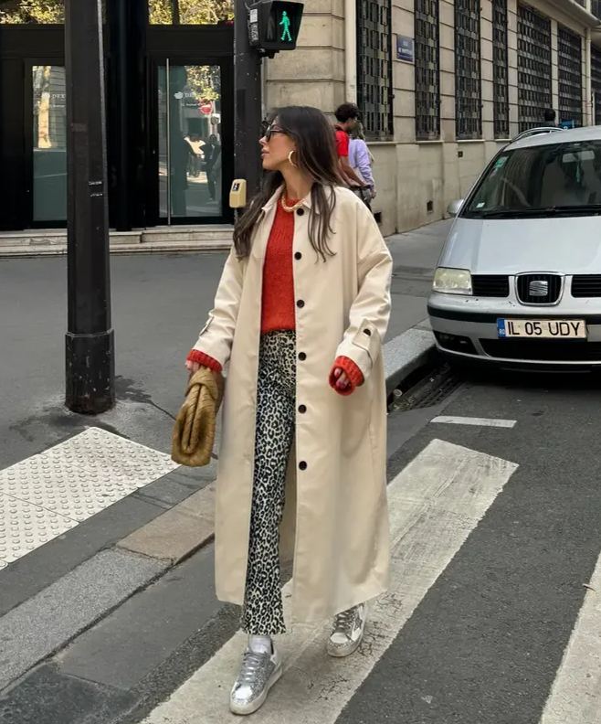 Button Detailed Stone Color Trench Coat