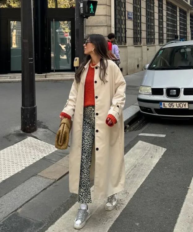 Button Detailed Stone Color Trench Coat