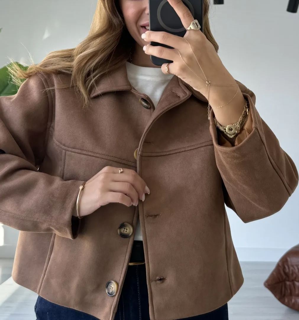 Tan Four-Button Massimo Nubuck Jacket